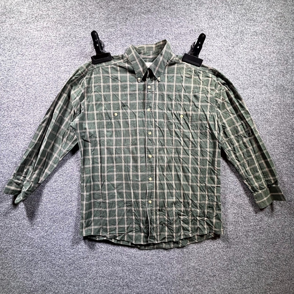 VTG Sedgefield Shirt Men's XL Green Plaid 100% Cotton Button-Down Rugged Outdoor